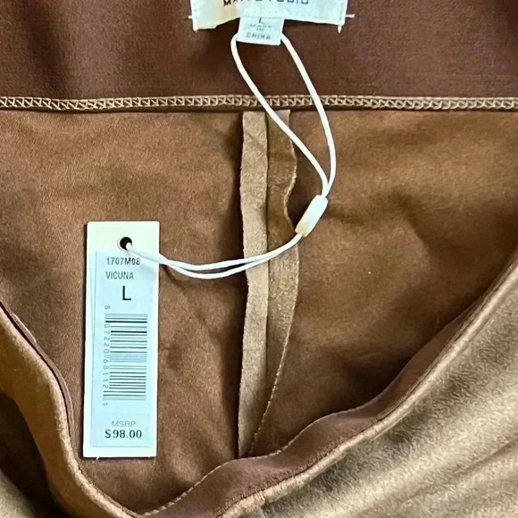 NEW ($98.00) Max Studio Vicuna Faux Suede Leggings/Pants Camel Caramel Brown - Picture 4 of 7